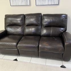 Power Reclining Leather Sofa (Brown)