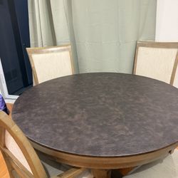 Rustic Grey/Brown Solid Wood Dining Table + 4 Chairs