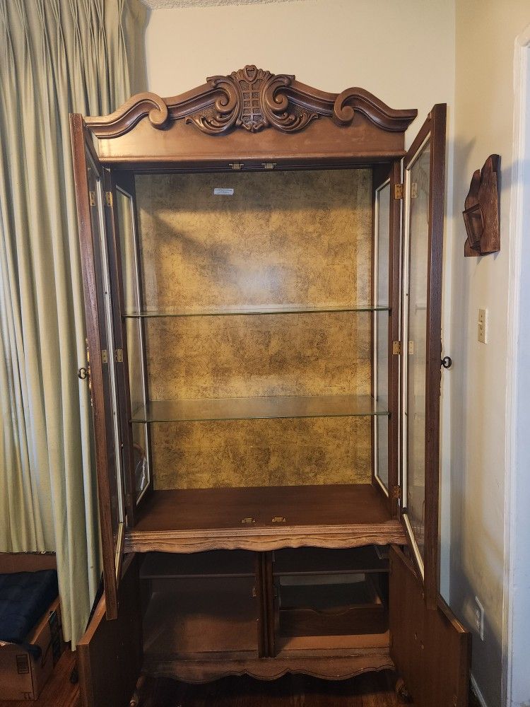 Vintage Wood China Cabinet 