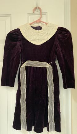 Deep wine dress size 6 with ivory lace collar by rare edition