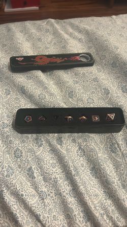 High quality metal D&D dice. Case included .