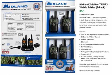Midland X-Talker T71VP3 Walkie Talkies 2-Pack – Rechargeable Two-Way Radios