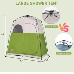 Instant Pop-up Camping Shower Tent Privacy Shelter with 1 Room/2 Rooms, Portable Outdoor Shower, Changing Room, Sun Shelter for Camping, Beach Hiking,