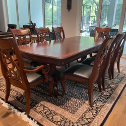 Cherry Wood Dining Table With 8 Chairs