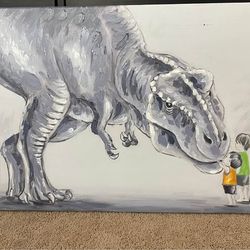 kids dinosaur T-Rex wall art on canvas