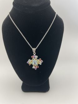 Sterling silver Multi Color Gemstones Pendant