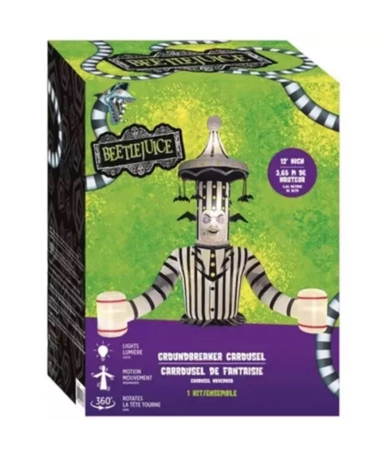 Party City Inflatable Beetlejuice Carousel Ground Breaker 12ft Halloween