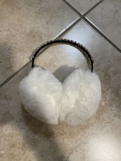 Women Soft Plush Earmuffs Outdoor Warmers with Pearl Headband
