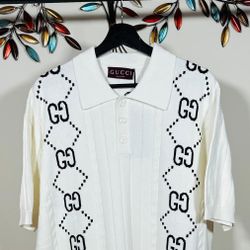 GUCCI, POLO KNIT WITH GG INTARSIA FITS XL !!!