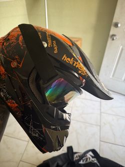 Motocross Helmet with Iridescent Goggles