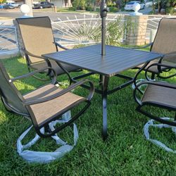 6 Pcs Brand New Patio Table Set With Umbrella 