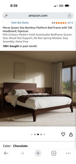 Merax Queen size bed frame Chocolate