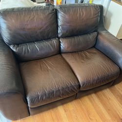 Real Leather Couch 2x Reclining 