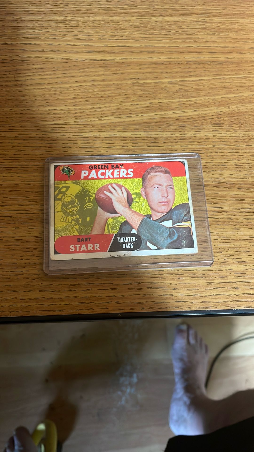 1968 Topps Football #1 Bart Starr Packers Creasing Back Stain FR LOOK!