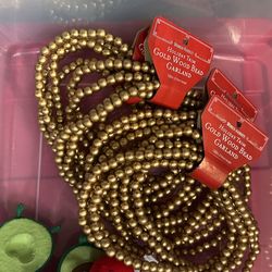 World Market Gold Wood Bead Garlands