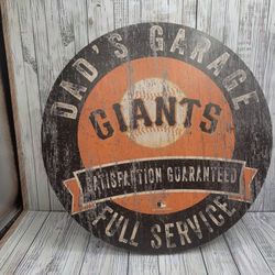 San Francisco Giants Dad's Garage Round Wooden Sign
