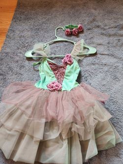 Ballet costume purple and tourquise and hair piece. Dance size 7-8