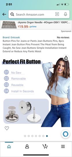Button Pins For Jeans, No Sew And No Tools Instant Jean Button Pins For  Pants,4 Sets Replacement Buttons, Simple Installation, Reusable And  Adjustable