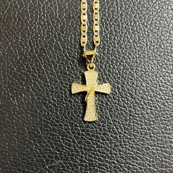 Gold plated cross with chain (small )