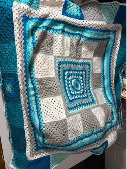 Evil eye crochet blanket