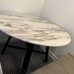 Marble-Look Dining Table with 4 Chairs 