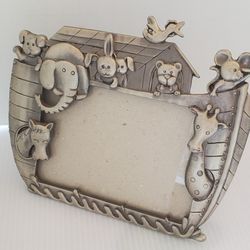 Malden Noahs Ark Metal 3.5X5 Picture Photo Frame Pewter Color Baby Nursery Decor 