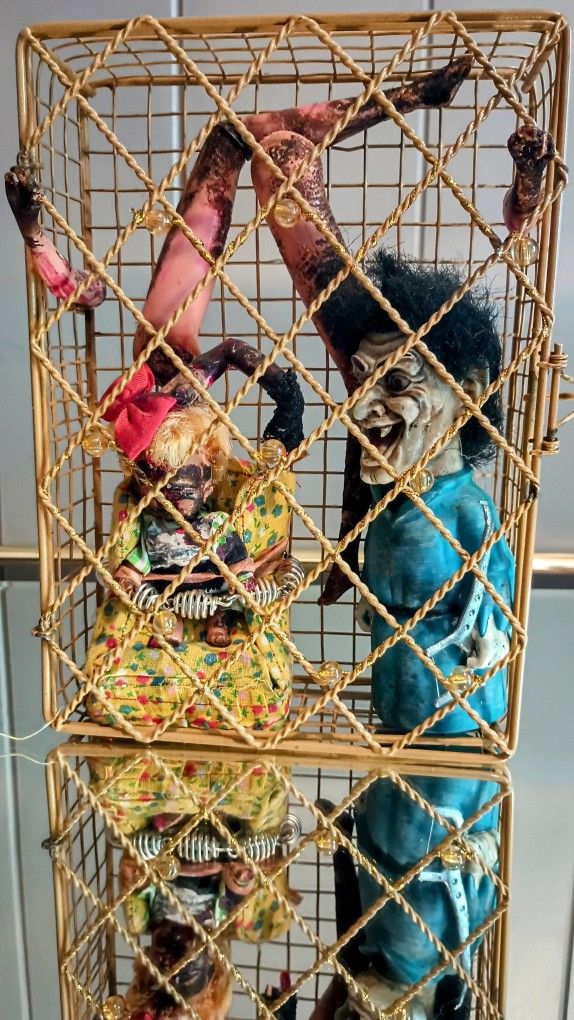 OOAK CREEPY CAGED DOLLS DECOR