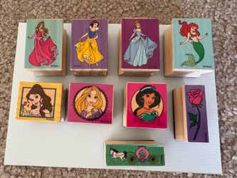 Set of 9 Disney Princess Wood Mounted Rubber Stamps