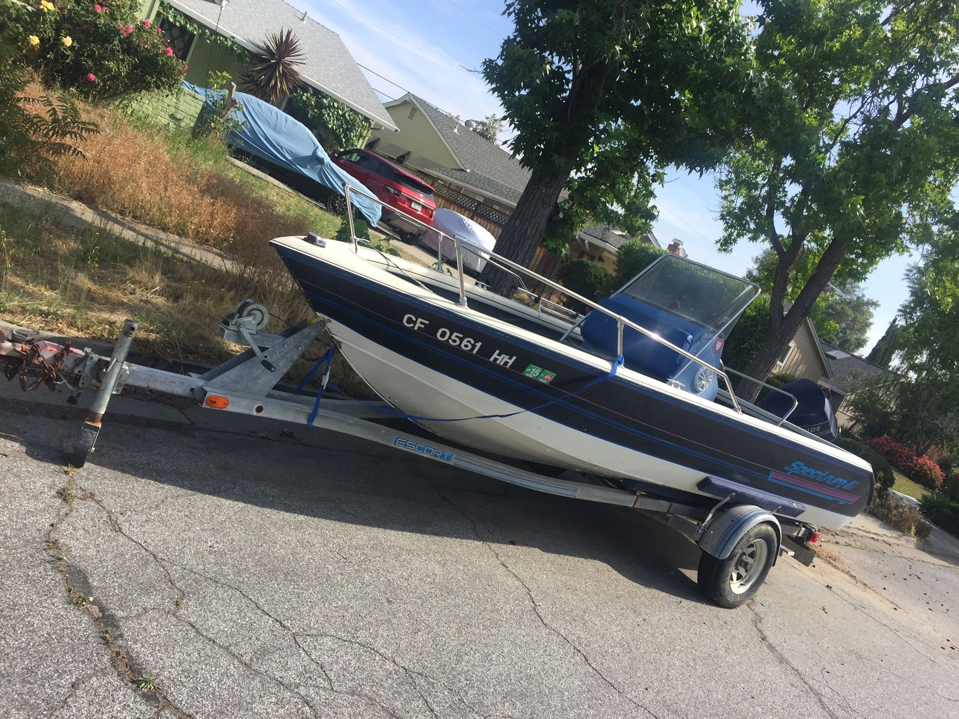 1989 Blue Fin Spectrum 1703 with Escort Trailer