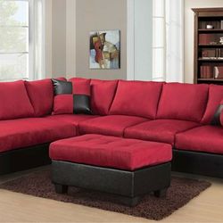 Microfiber Sectional And Ottoman 