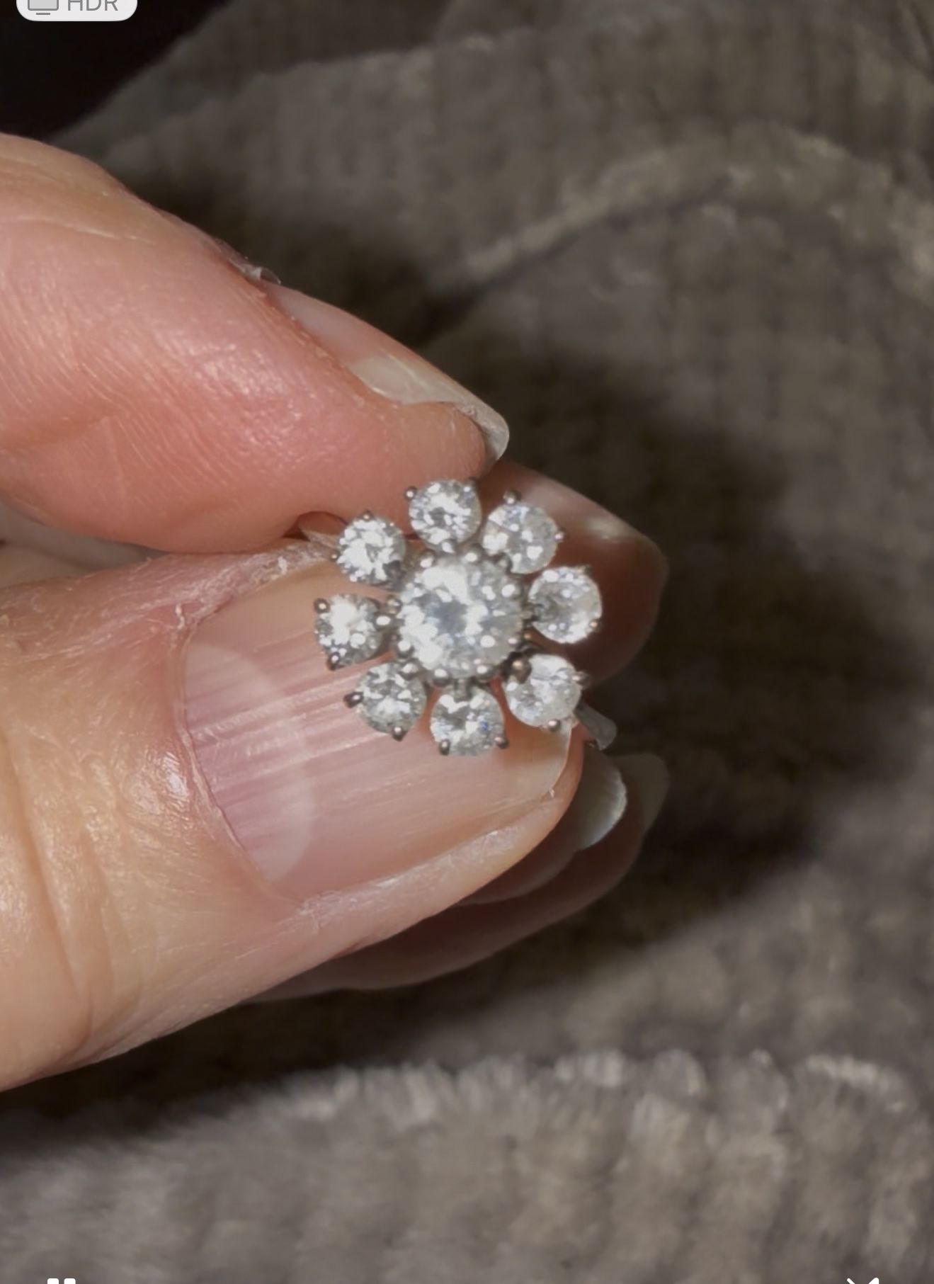 Vintage 14k Solid White Gold Natural Diamond Ring