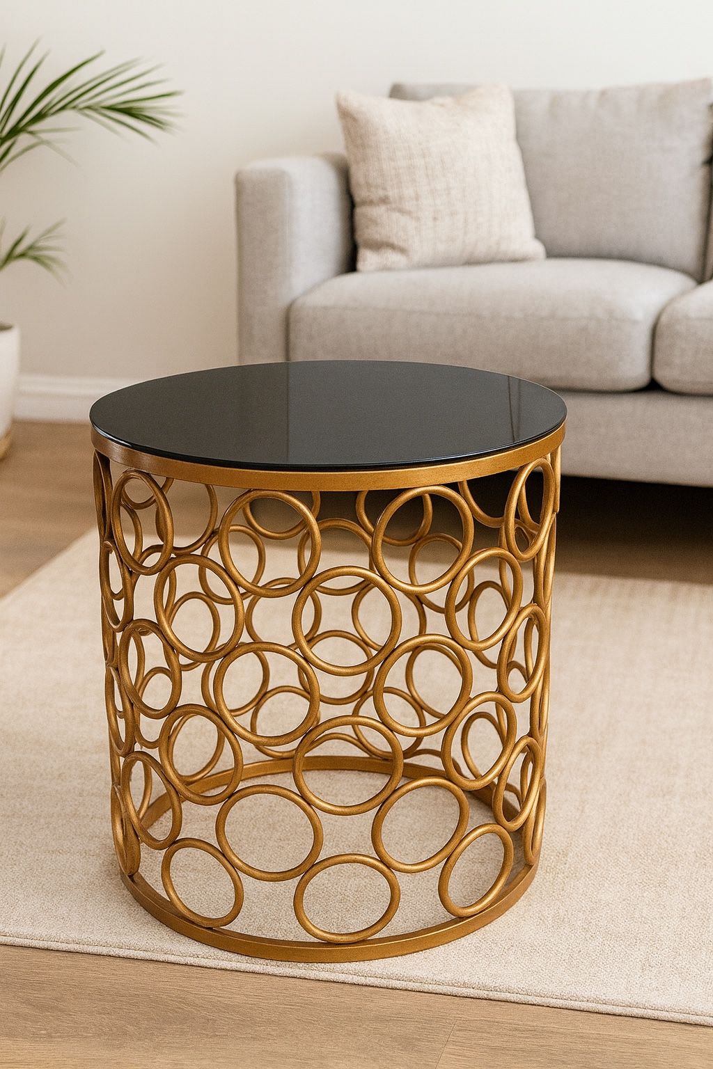 Cristal Glass & Metal Gold Table 