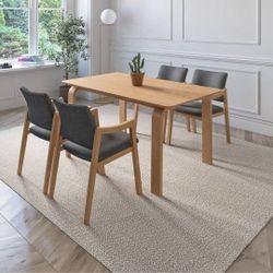 BRAND NEW Light Grey Solid Rubber Wood Dining Set Ideal Furniture Set For Indoor
