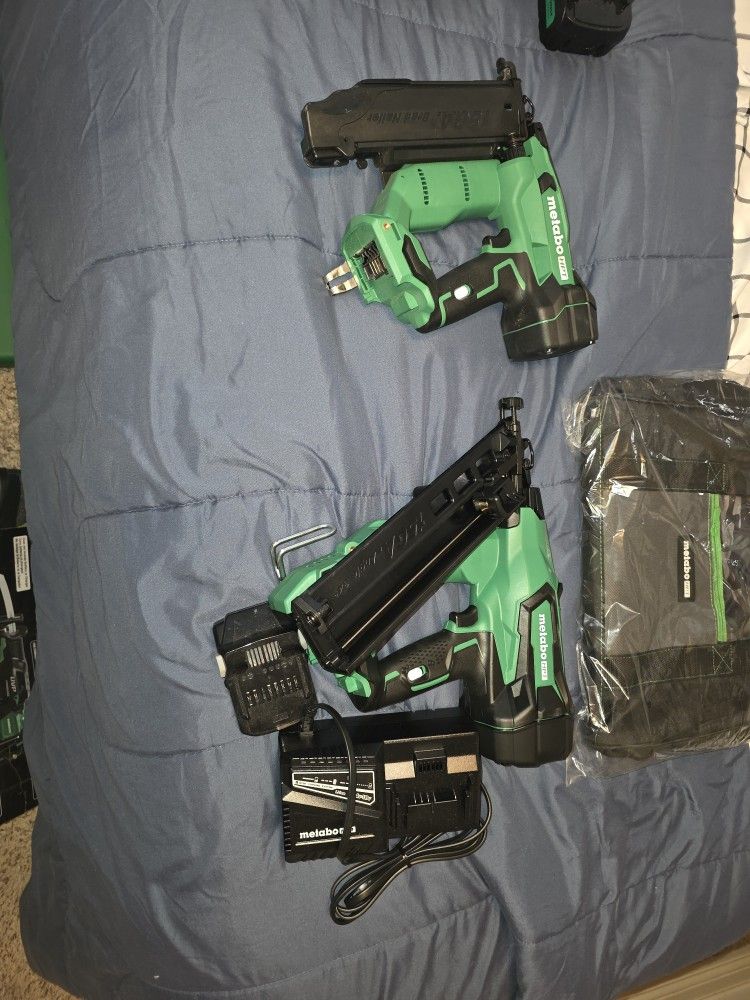 Metabo 18v 15g and 18g Nail Guns. And 1- 18v Battery and Charger