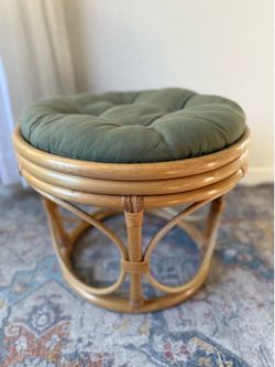 Vintage 18” Round Rattan Stool Frame – Boho Plant Stand, Side Table, or Ottoman
