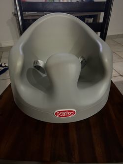 Nuby My Floor Seat - Portable Baby Chair with Soft Foam Cushion, Safety Harness, and High Back Design - 4+ Months - Gray