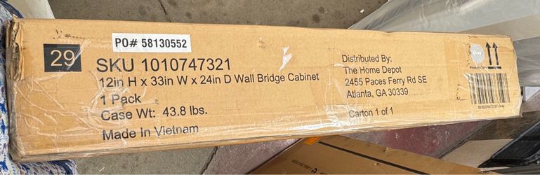 Hampton Bay Avondale 33 in. W x 24 in. D x 12 in. H Ready to Assemble Plywood Shaker Wall Bridge Kitchen Cabinet in Dove Gray