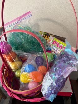 Easter Basket + Plastic Eggs + Egg Color Kits (2)