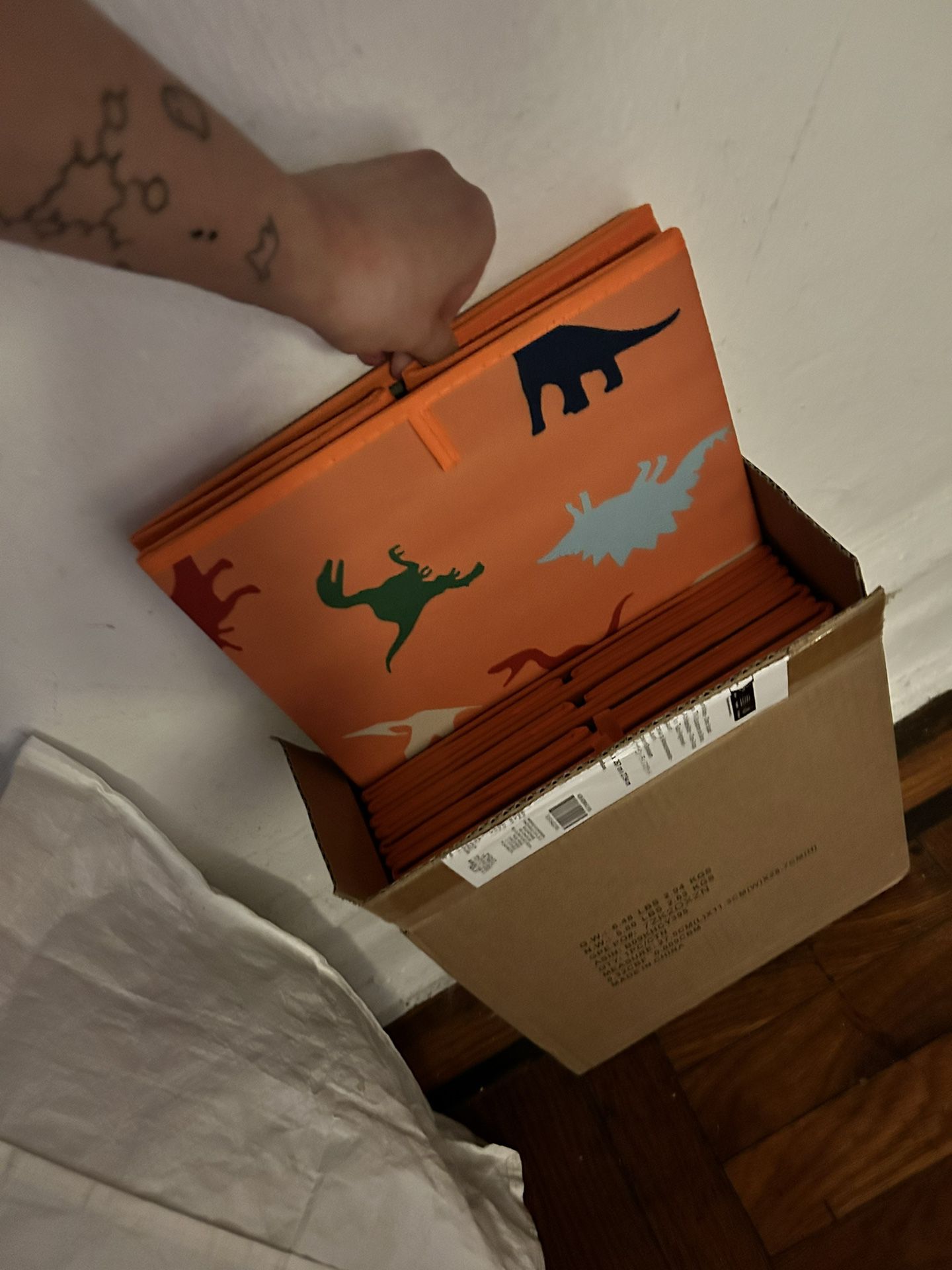 5 dinosaur cloth collapsable cube storage bins