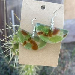Natural Seaglass Earrings Made With Resin 