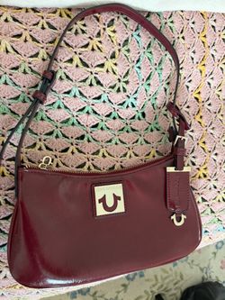Deep red true religion purse