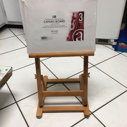 2 Portable art easels & 3-9x12 Canvases table top model