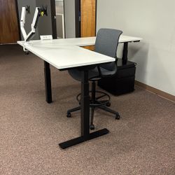 Premium Electronic L Shape Sit Stand Desk