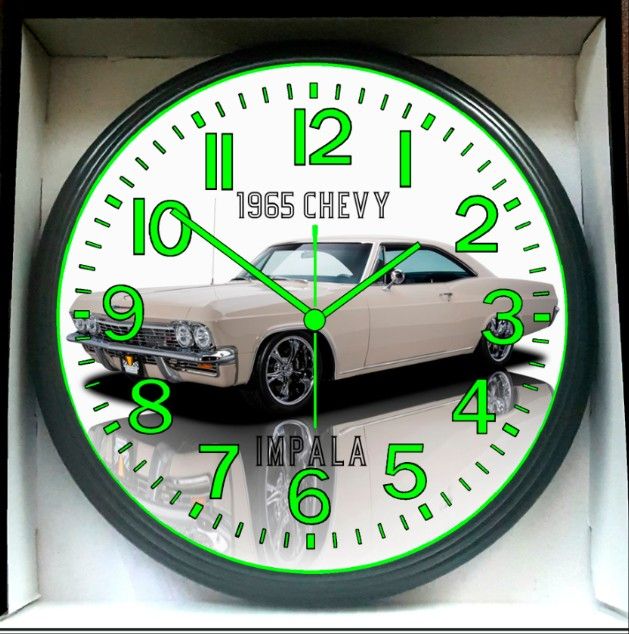 1965 Chevy Impala Glow In The Dark Wall Clock New!