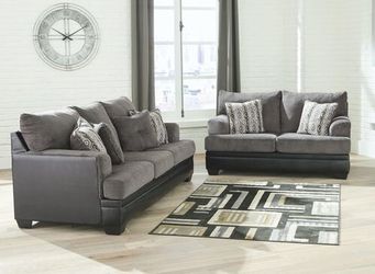 Cozy black and grey couch and Loveseat