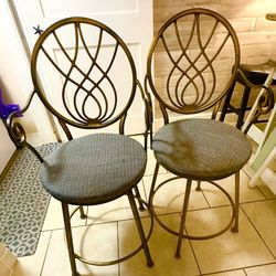 Brass Colored Metal Base Counter Stools Set Of 2