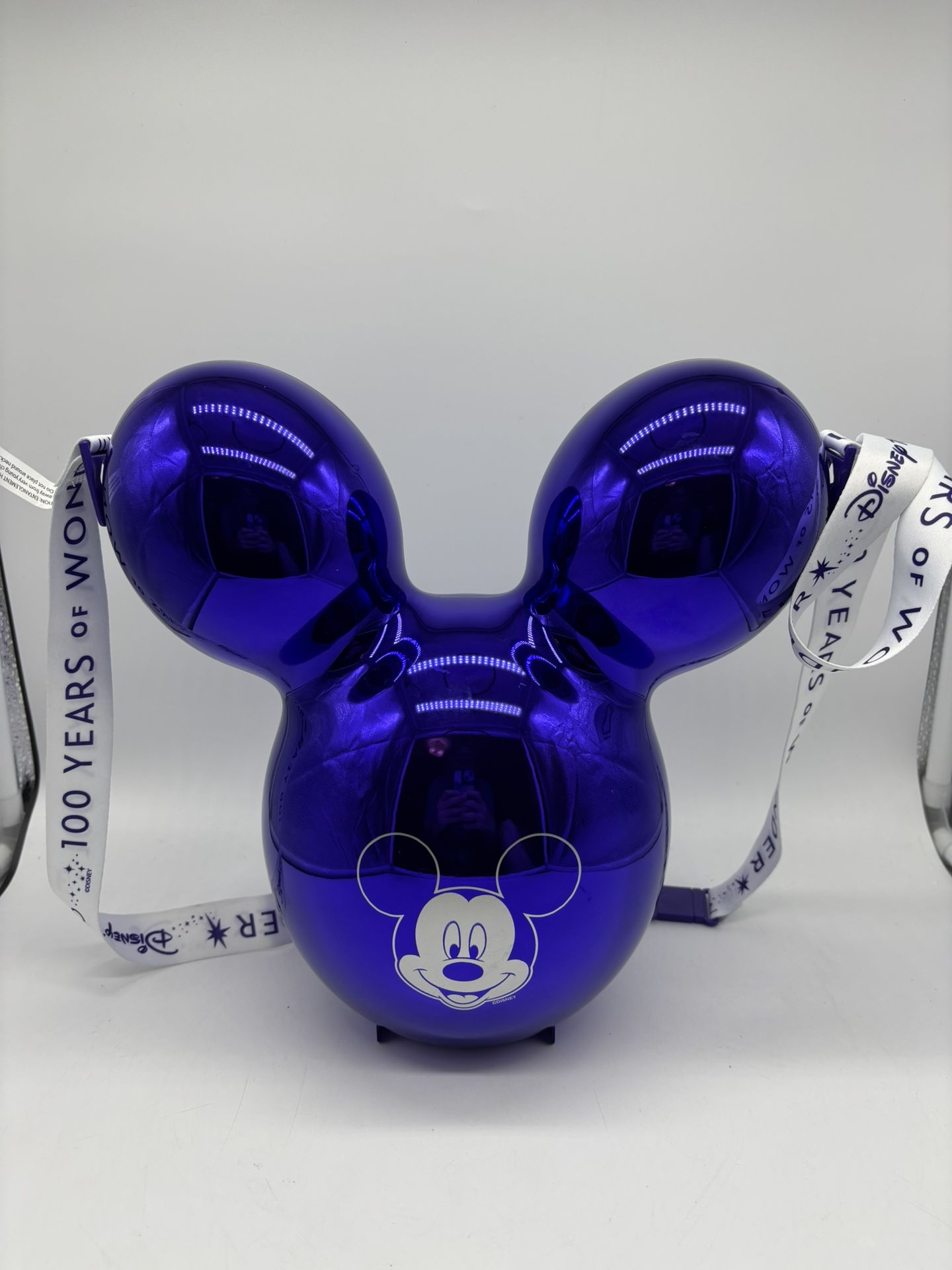 Disney Parks 100th Anniversary Mickey Mouse Purple Chrome Balloon Popcorn Bucket