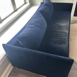 CB2 blue velvet sleeper sofa