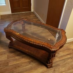 Glass coffee table-- With WHEELS!