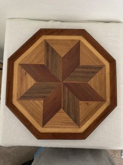 Vintage MCM Art deco geometric wood tray